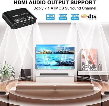NÖRDIC HDMI Extractor HDMI til HDMI, Toslink og 3,5 mm lyd 4K 60Hz Dolby 3D 7.1CH Dolby ATMOSHDR HDCP2.2 RGB 8: 8: 8