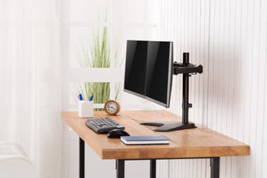 NÖRDIC Monitor / monitor stå / table model Skærmarme dobbelt display 8 kg pr arm 13-27 inches af stål, vipbar og drejelig sort skærm beslag