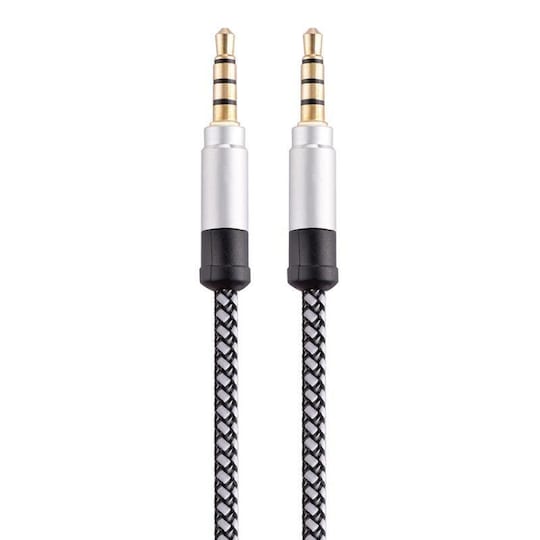 NÖRDIC lydkabel 4-benet 3,5 mm han til han 3 m sølv AUX kabel TRRS mikrofon kabel