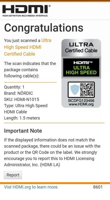 NÖRDIC CERTIFIED CABLES 1.5m HDMI 2.1 Ultra High Speed ​​8K 4K 60Hz 120Hz 48 Gbps Dynamic HDR eARC Game Mode VRR Dolby ATMOS nylon flettet forgyldt