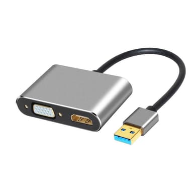 politik nødvendighed Brutal NÖRDIC En USB til HDMI 1080P og 1080P VGA understøtter to skærme til  spejlet og Udvidet modus 10cm kabel Aluminium Space Grey | Elgiganten