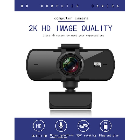 motor Leeds pad USB Webcam Full HD2K 30fps med mikrofon roterbare 360grader 4megapixel |  Elgiganten