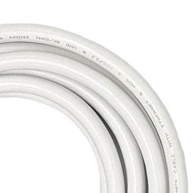 NÖRDIC CERTIFIED CABLES 1,5m Ultra High Speed ​​​​HDMI2.1 8K 60Hz 4K 120Hz 144Hz 48Gbps Dynamic HDR eARC Game Mode VRR Dolby ATMOS guldbelagt PVC hvid