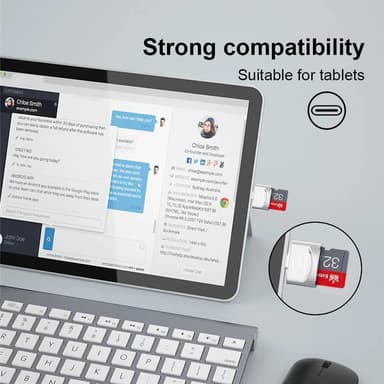 NÖRDIC USB-C 3.1 kortlæser med nøglering 5Gbps TF, MicroSD, Micro SDHC, Micro SDXC 2TB UHS-I sølv