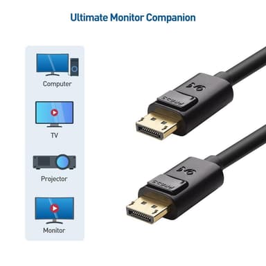 Cable Matters 3m Displayport til Displayport 1.4 kabel 8K i 60Hz 32.4Gbps 10-bit HDR