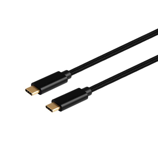 NÖRDIC 1m USB-C til C USB-kabel USB3.1 Gen1 opladning på Power Delivery 60W 5Gbps 3A med Emarker, Nylon Flettet sort