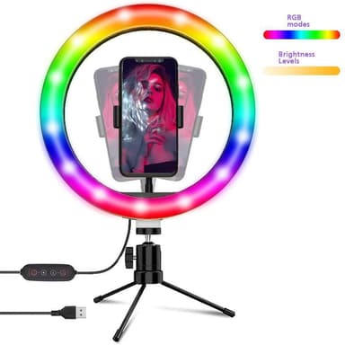 RGB LED Ring lys 30 cm i diameter med holdere stativ 5 trin 19 lysdæmpes tilstand selfie lampe lys ring lys