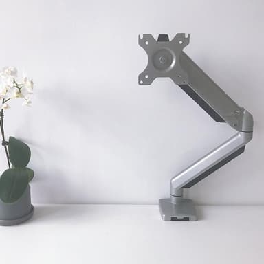 NÖRDIC Monitor tabel beslag til monitoren 1 med gasfjeder, vippes, drejes, aluminium og stål, sølv, monitorholder