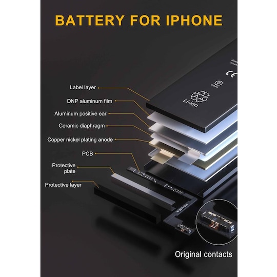 NÖRDIC batteri til iPhone 8 med verktysgkit 7delar bånd og batteri 1821mAh