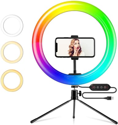 RGB LED Ring lys 30 cm i diameter med holdere stativ 5 trin 19 lysdæmpes tilstand selfie lampe lys ring lys