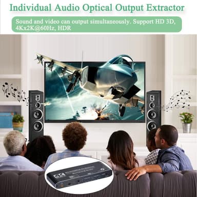 NÖRDIC HDMI Splitter 2 til 4 med lydudtrækker 4K60Hz HDCP2.2 HDR 3D
