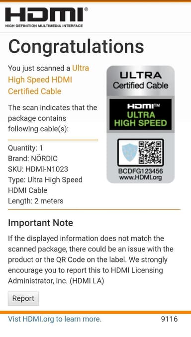 NÖRDIC CERTIFIED CABLES 2m HDMI 2.1 Ultra High Speed ​​8K 4K 60Hz 120Hz 48 Gbps Dynamic HDR eARC Game Mode VRR Dolby ATMOS nylon flettet forgyldt