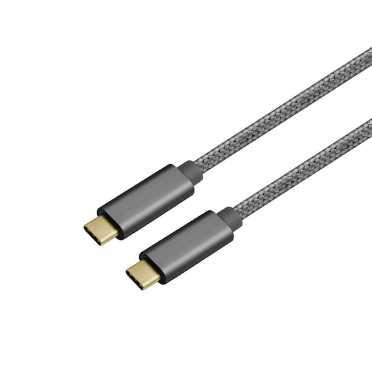 NÖRDIC 1m USB-C til C USB-kabel USB3.1 Gen1 opladning på Power Delivery 60W 5Gbps 3A med Emarker, Nylon Flettet SPCA grå