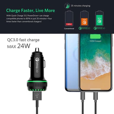 NÖRDIC oplader 30W med 1xUSB C PD30W og 1xUSB En 18W Quick Charger 3,0 Qualcomm certificeret