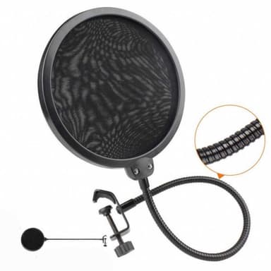 Popfilter mikrofonstativ forruden med hale hals dobbelt lag 13cm