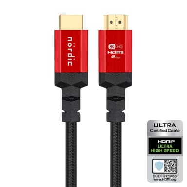 Ligner forfølgelse melon NÖRDIC CERTIFIED CABLES 2m HDMI 2.1 Ultra High Speed ​​8K 4K 60Hz 120Hz 48  Gbps Dynamic HDR eARC Game Mode VRR Dolby ATMOS nylon flettet forgyldt |  Elgiganten