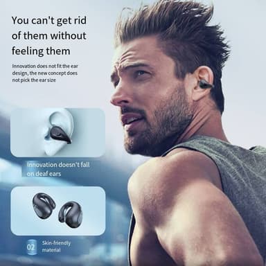 Benledning trådlösa öronsnäckor öronklämma hörlurar Bluetooth 5.3 Hvid
