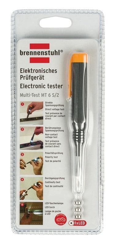 brennenstuhl Elektronisk multitester MT6 S/2 / fasetester med LED-display (spændingstester til lokalisering af ledninger med AC-spænding)