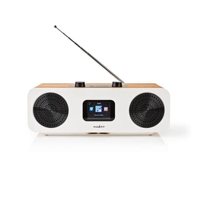 Nedis Internet Radio | Borddesign | Bluetooth® / Wi-Fi | DAB+ / FM / Internet | 2.4 "" | Farveskærm | 34 W | Fjernstyret | App-styret | Vækkeur | Sleep timer | Brun / Hvid