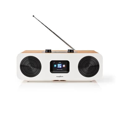 Nedis Internet Radio | Borddesign | Bluetooth® / Wi-Fi | DAB+ / FM / Internet | 2.4 "" | Farveskærm | 34 W | Fjernstyret | App-styret | Vækkeur | Sleep timer | Brun / Hvid