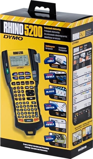 DYMO RhinoPRO 5200, sort/hvid labelmaskine, LCD-display, håndholdt, s