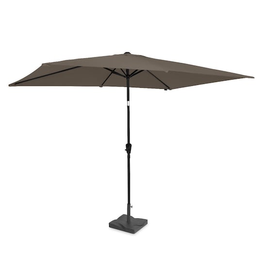 VONROC Premium Parasol Rapallo 200x300cm – Kombisæt inkl. Beton fod 20 kg. - Slidstærk parasol – Vippefunktion - UV-resistent stof - Taupe - Inkl. betræk