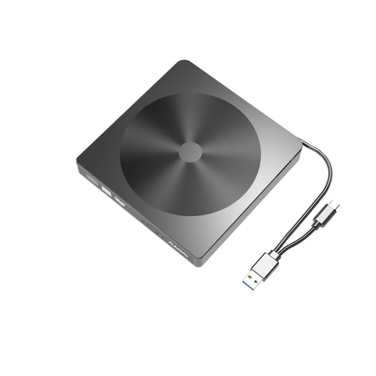 Slim ekstern USB DVD/CD-afspiller både USB-C og USB-A Eksternt optisk drev | Elgiganten