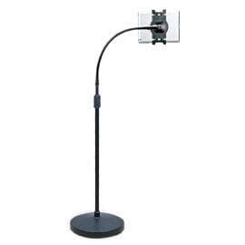 AIDATA Universal tablet gooseneck floor stand, 7-10"" tablets, black