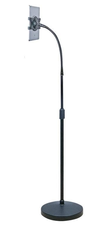 AIDATA Universal tablet gooseneck floor stand, 7-10"" tablets, black