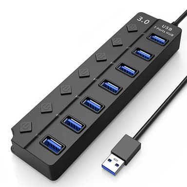 USB splitter USB 2.0 hub 480 Mbps 7-ports individuelle LED tænd/sluk-kontakter