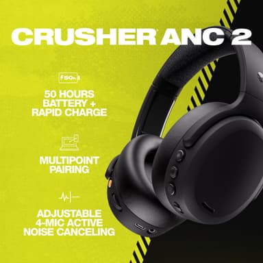 Skullcandy Crusher ANC 2 trådløse around-ear høretelefoner (sort)