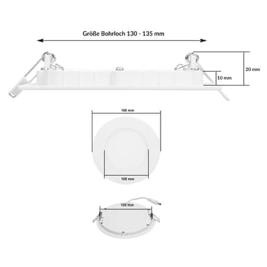 ECD Germany 4-pak LED-indbygget spotlight 9W - panel loft spotlight ultralyd -