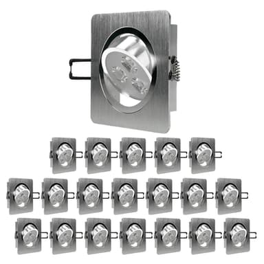 ECD Germany pakke med 20 LED-forsænkede lygter 3W 230V - vinkel - 245 lumen -