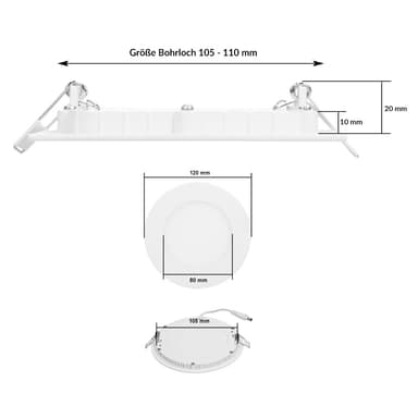 ECD Germany 50-pk LED-forsænket spotlight 6W - panel loft spotlight ultralyd -