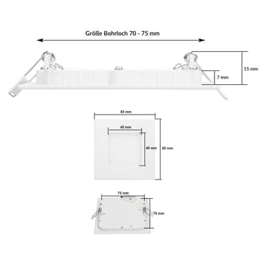 ECD Germany 1-pak LED-indbygget spotlight 3W udskifter 25W halogen - flad