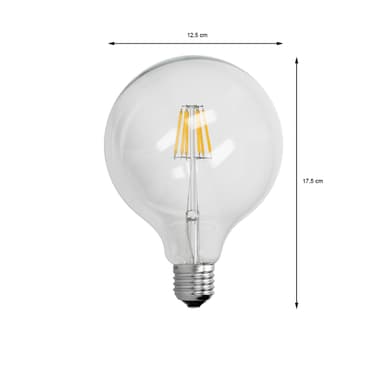 ECD Germany Sæt med 4 LED glødepære E27 Edison - 6W - 125 mm - 624 Lumen - 120 °