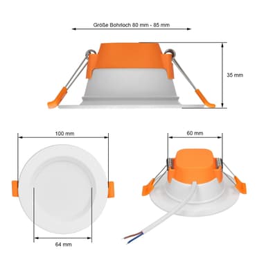 LED forsænket lysinstallation panel loftslampe panel belysning 5W runde kold