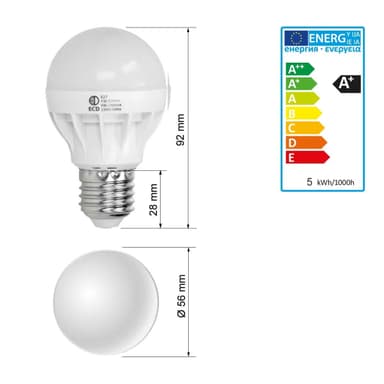 10 stk E27 LED pære lampe energibesparende pære 5 Watt kold hvid 335LM