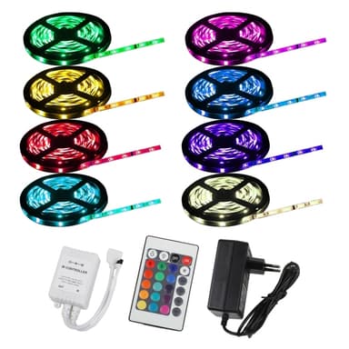 ECD Germany 9 m (4 x 5 m) 60 LED Stripe vandtæt RGB LED fjernbetjeningsknapper