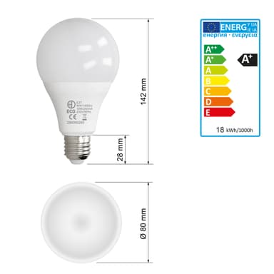 E27 LED pære lampe pærer pærer 18W varm hvid 5 stk