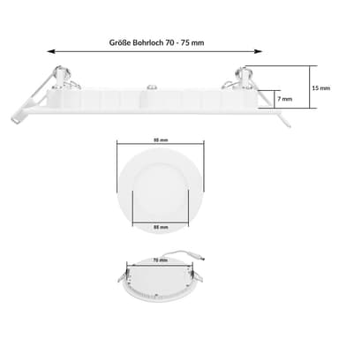 ECD Germany 5-pack LED forsænket lys 3W - panel i loftet projektører ultra-slank