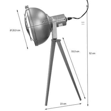 Bordlampe Ø 20,5 cm E27 fatning mørkegrå lavet af metal vintage / retro