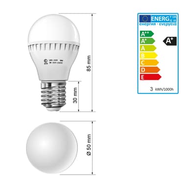 6 x E27 LED lampe lyspære pære pære lamper 3W køle hvid