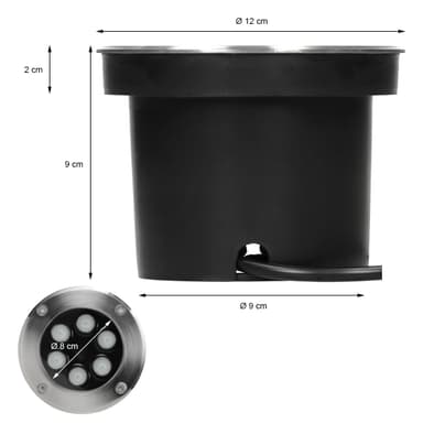ECD Germany 2-pak LED-forsænket gulvspot 5W - kold hvid 6500K - 230V - rund -