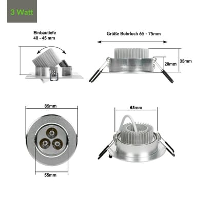 12 X 3W varm hvid LED forsænket lysarmatur lampe SPOTLIGHT Forsænket