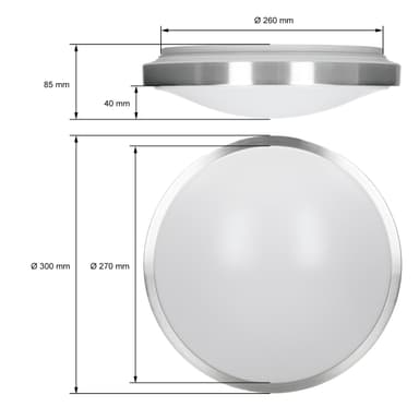 ECD Germany loftslampe LED hvid - 5 stk loftslampe runde Ø300 mm - 12W 220-240V