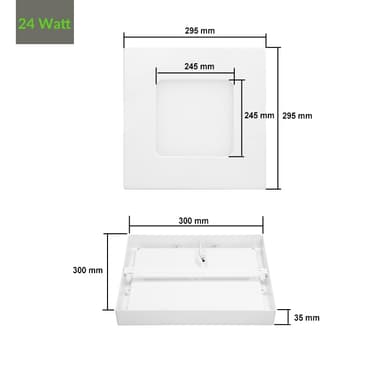 ECD Germany 8-pak LED-loftslampe 24W | AC 220-240V | 300 x 300 mm | Vinklet |