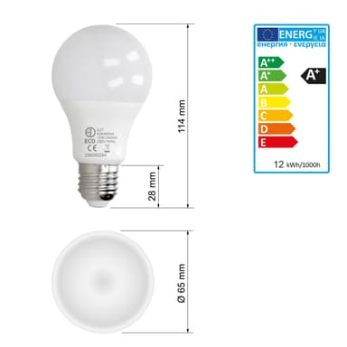 E27 LED pære lampe pærer lysende lys lampe 12W kold hvid