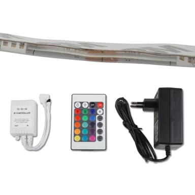 SMD LED Strip Bar Band + fjernbetjening + strømforsyning 5m 500cm RGB 5050