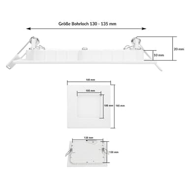 ECD Germany 3-pak LED-forsænket spotlight 9W - lofts spotlight til ultralyd -